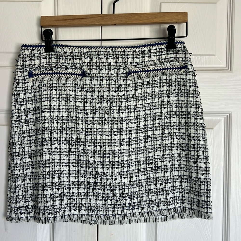 H&M tweed skirt with fringe hem